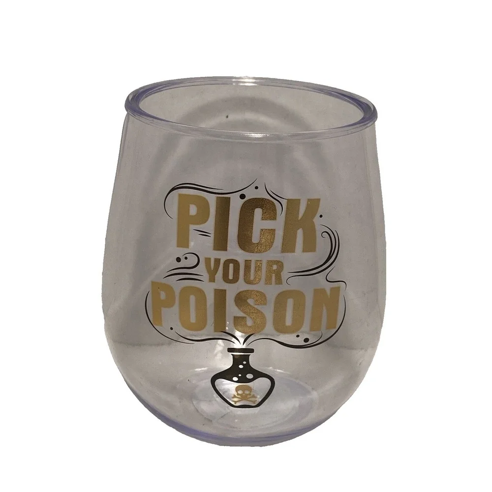 HALLOWEEN stemless plastic wine‎ glass PICK YOUR POISON